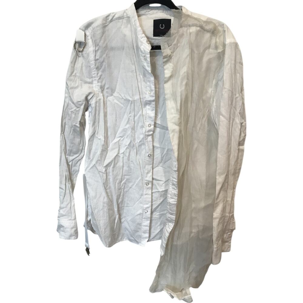 Emilio Uribe Button Up Shirt Mens Size M White Long Sleeve Band Collar